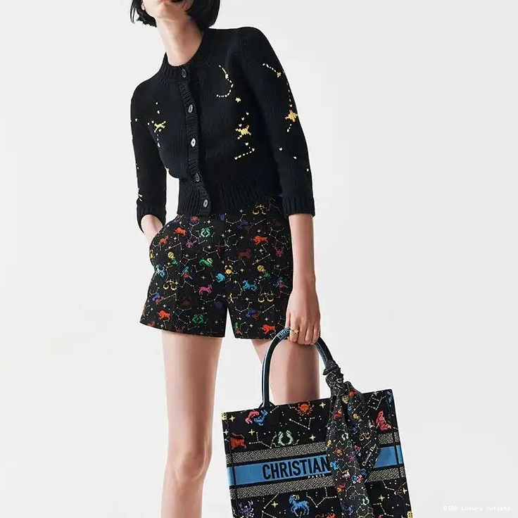 Cheap Pixel Tote Motif Zodiac Dior Black Book Canvas 0422 Luxury